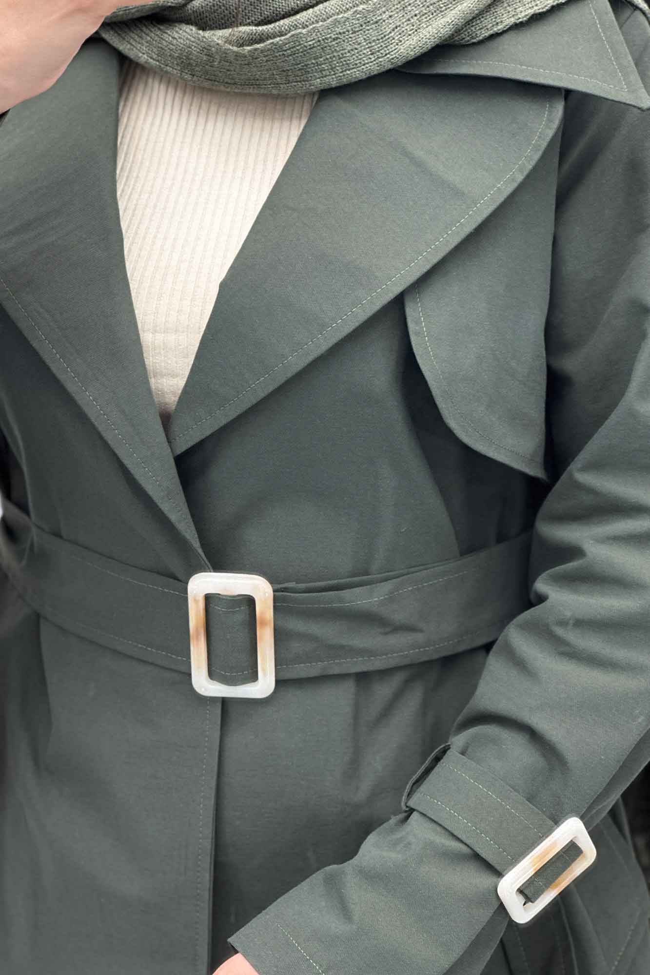 ترنچ کت کوتاه دو یقه کتان زارا