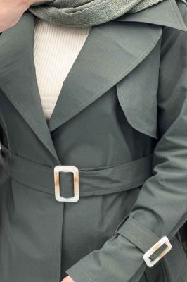 ترنچ کت کوتاه دو یقه کتان زارا