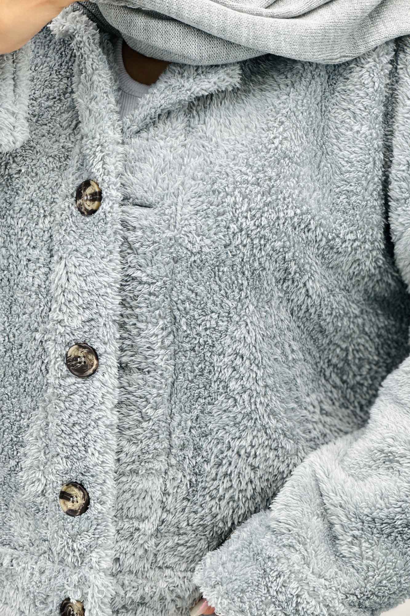 کت کوتاه تدی سر آستین دکمه