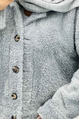 کت کوتاه تدی سر آستین دکمه