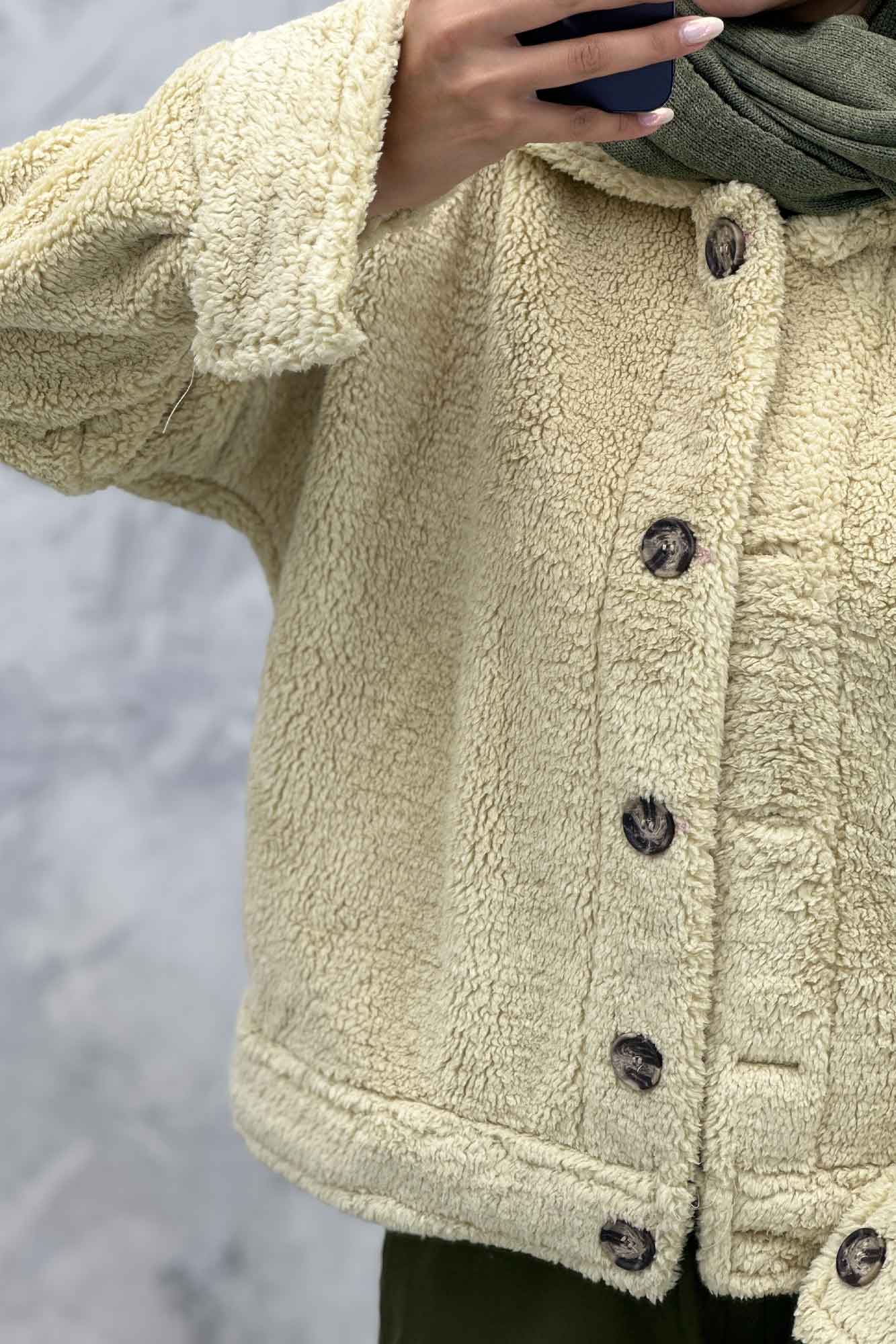 کت کوتاه تدی سر آستین دکمه