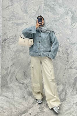 کت کوتاه تدی سر آستین دکمه