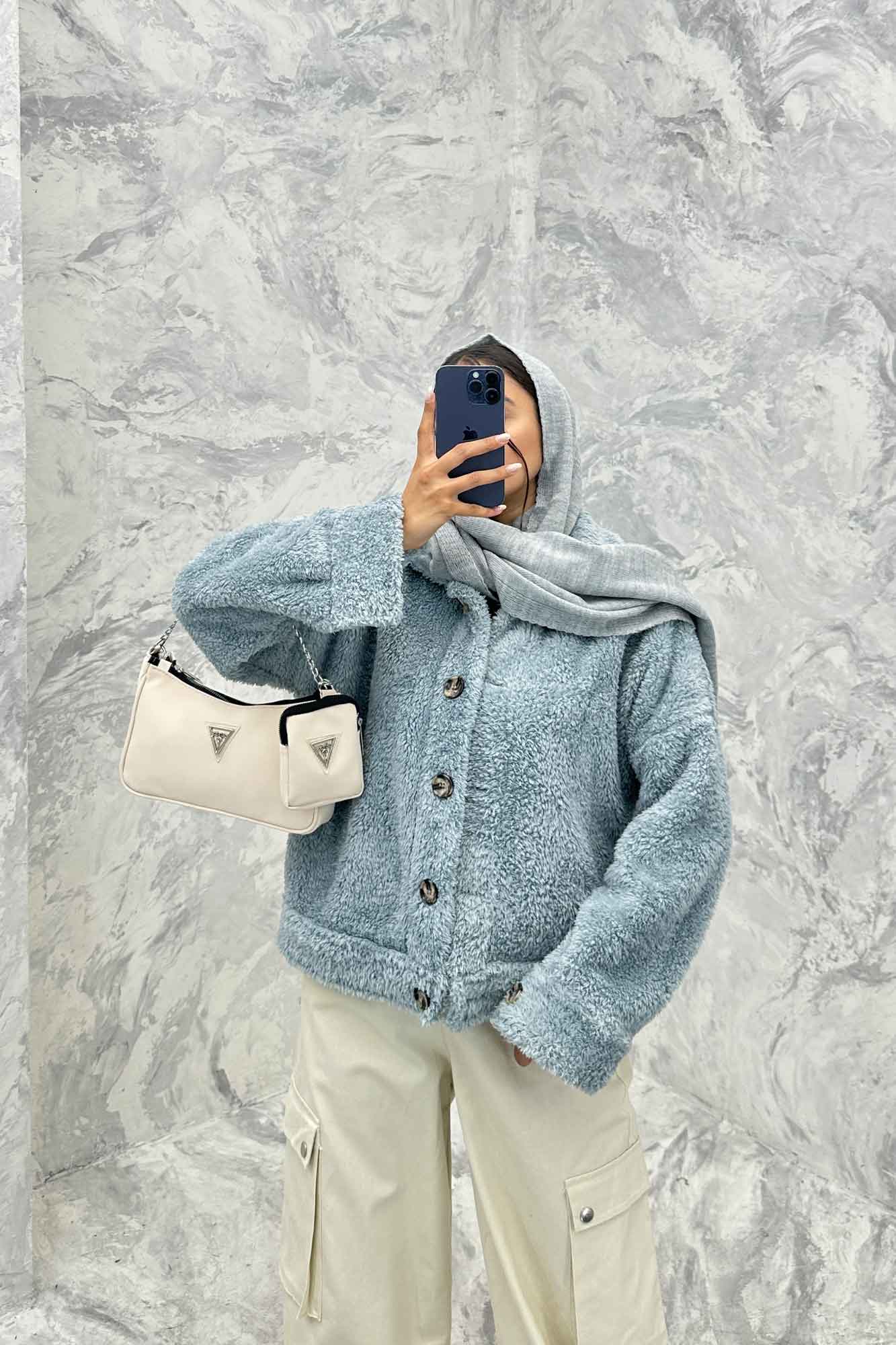 کت کوتاه تدی سر آستین دکمه