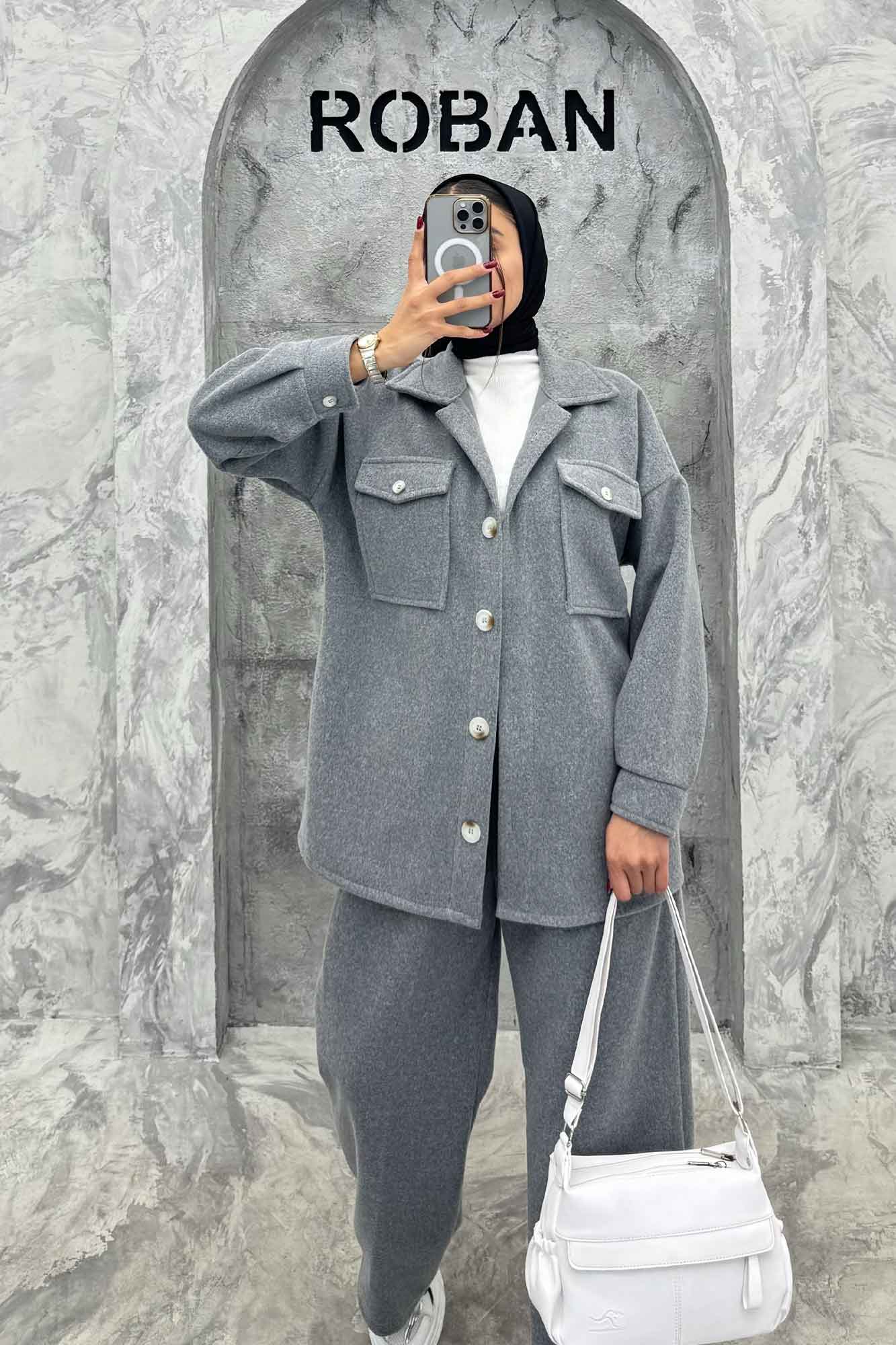 ست پالتو و شلوار روناک دو جیب پاکتی