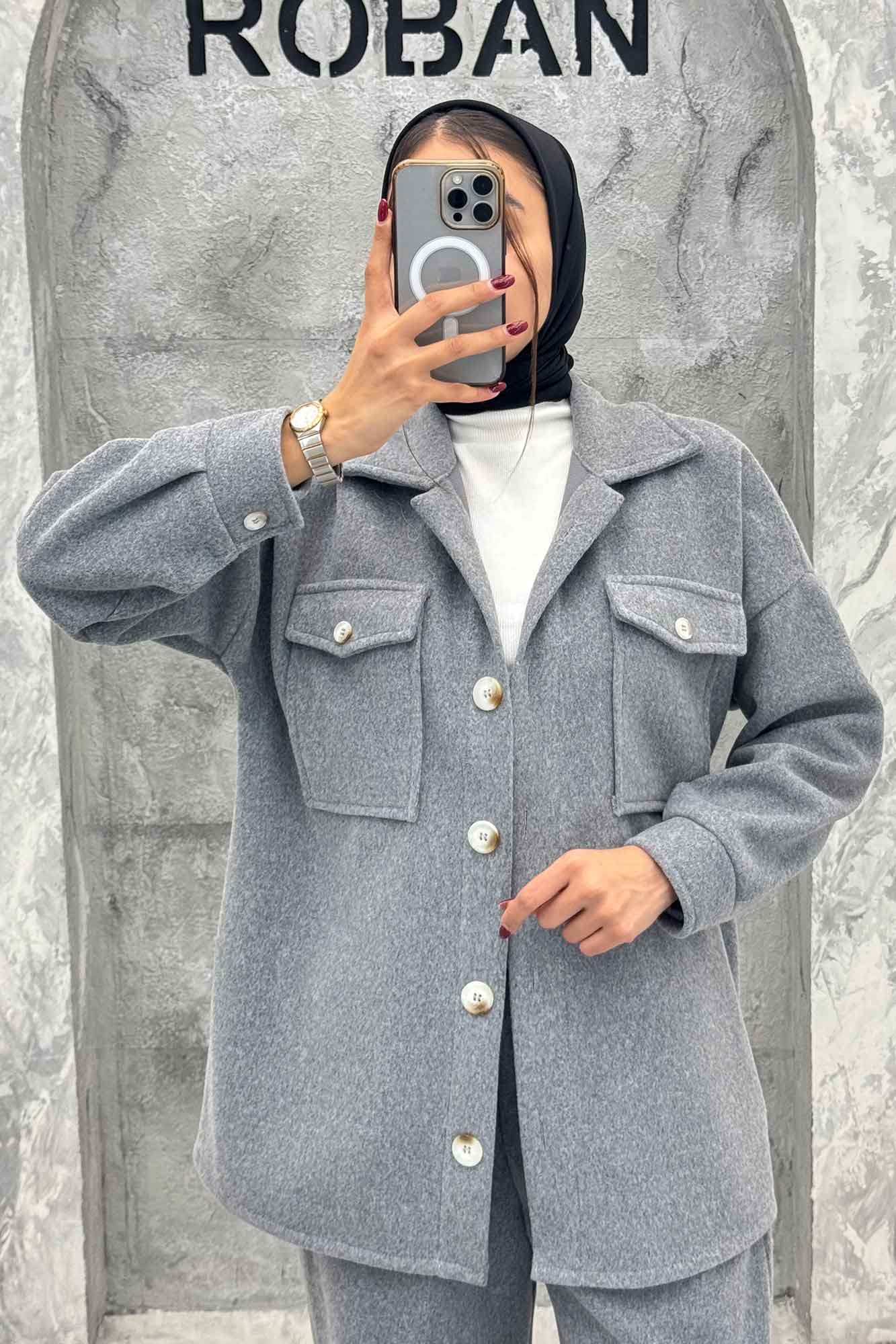 ست پالتو و شلوار روناک دو جیب پاکتی