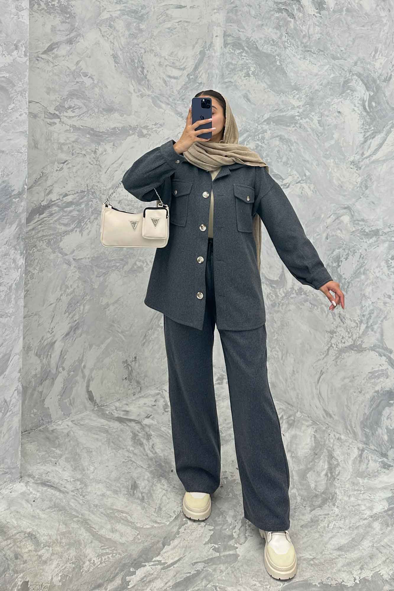 ست پالتو و شلوار روناک دو جیب پاکتی