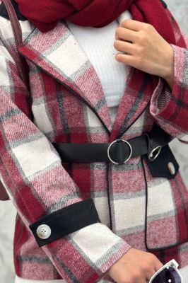 بامبر جکت چهارخانه ترکیبی چرم RB