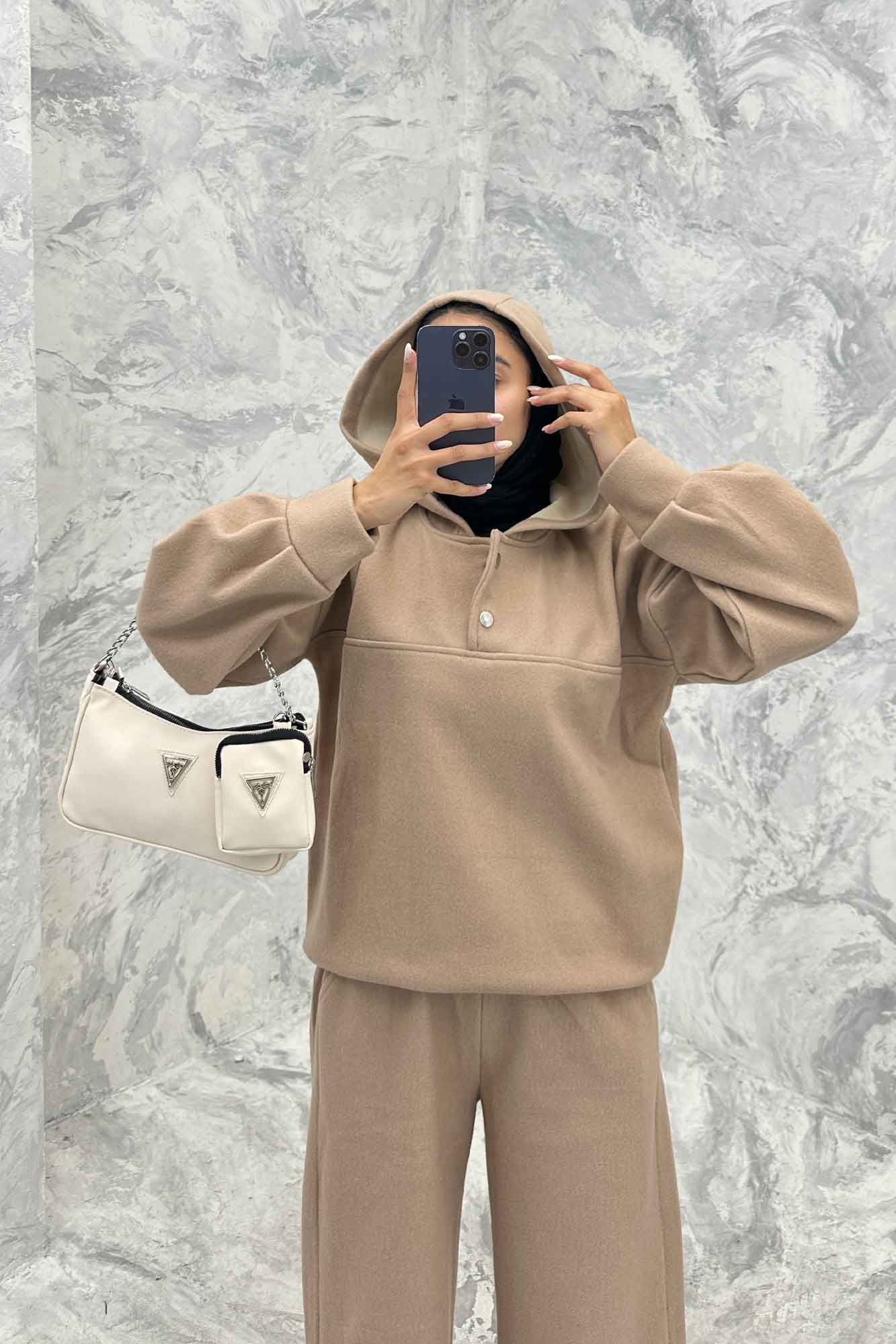 ست هودی و شلوار روناک دکمه پرچی RB