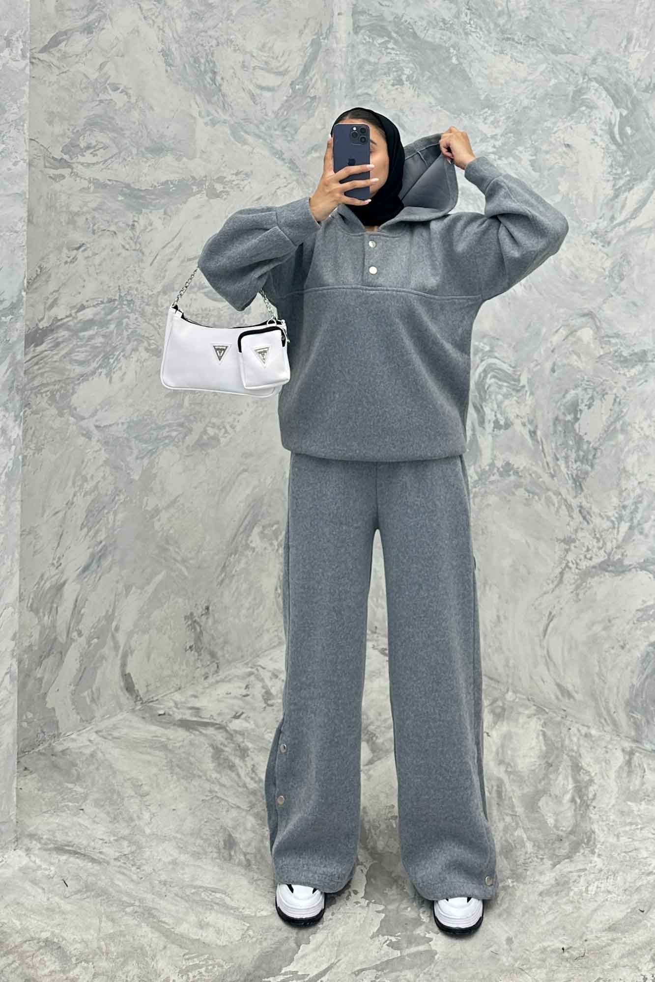 ست هودی و شلوار روناک دکمه پرچی RB