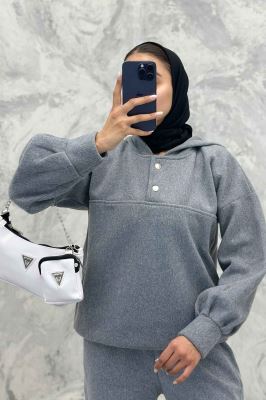 ست هودی و شلوار روناک دکمه پرچی RB