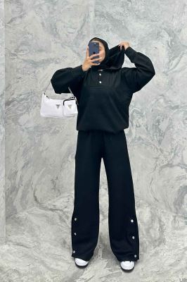 ست هودی و شلوار روناک دکمه پرچی RB