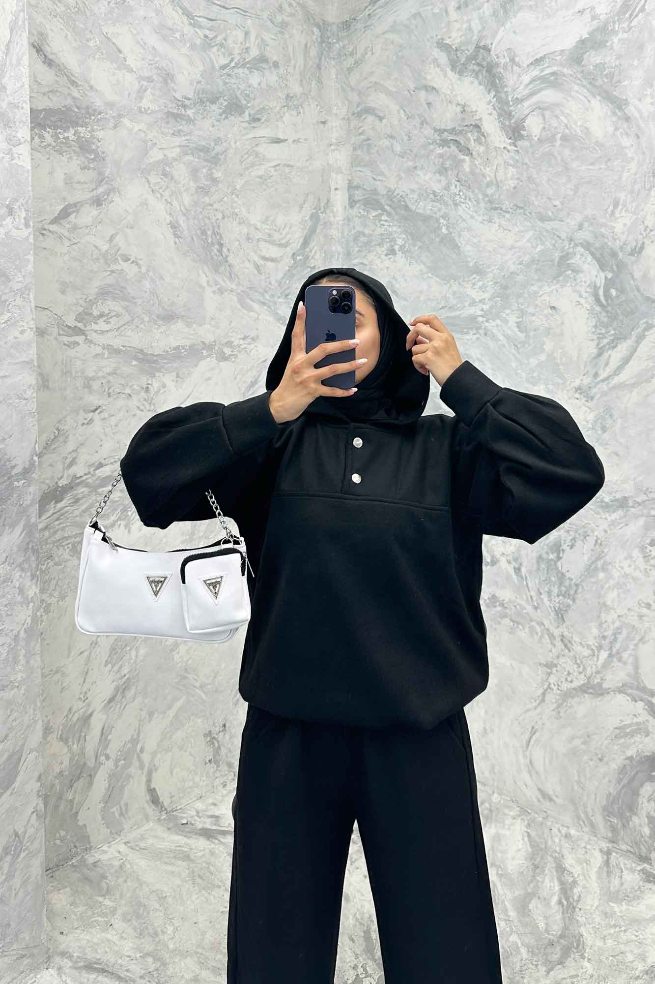 ست هودی و شلوار روناک دکمه پرچی RB