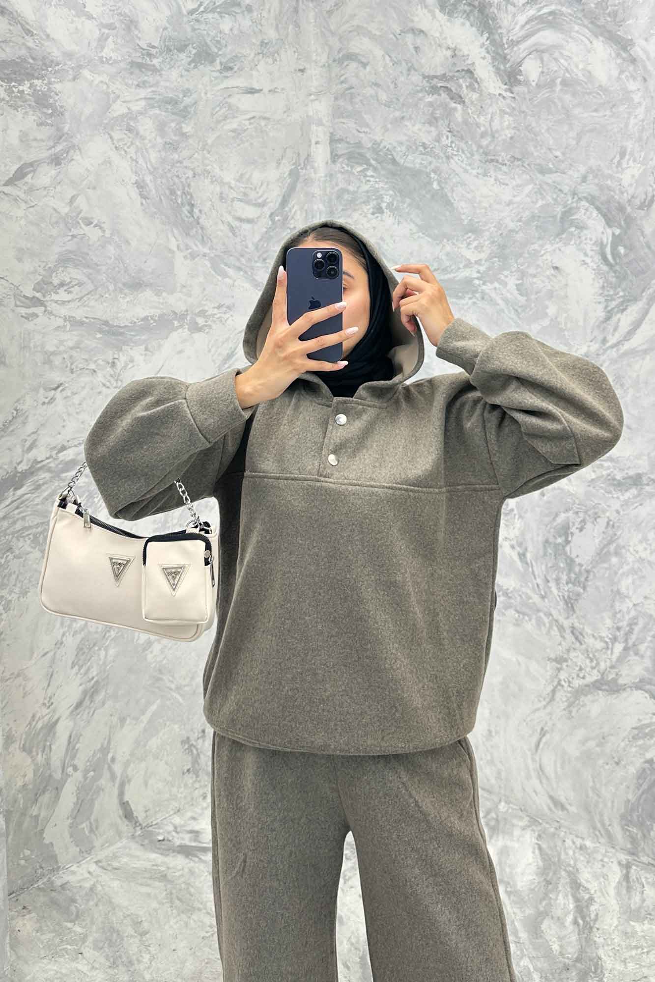 ست هودی و شلوار روناک دکمه پرچی RB