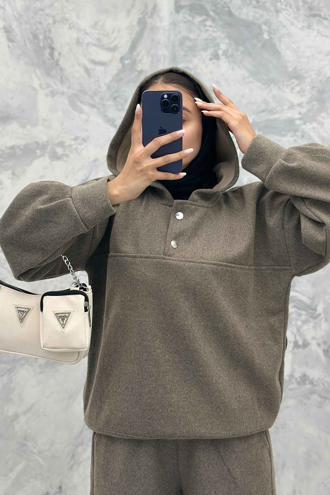 ست هودی و شلوار روناک دکمه پرچی RB