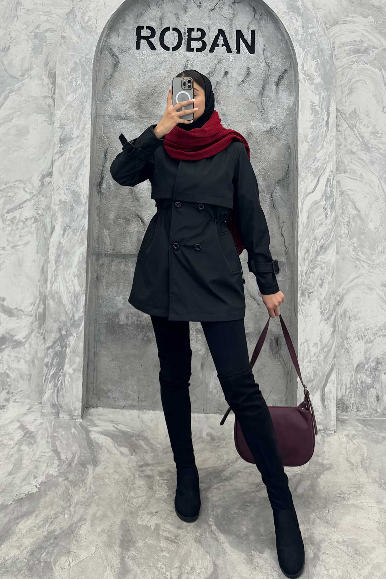 بارانی کوتاه کمرگت چهاردکمه سانتانا