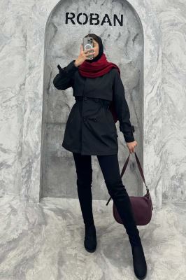 بارانی کوتاه کمرگت چهاردکمه سانتانا