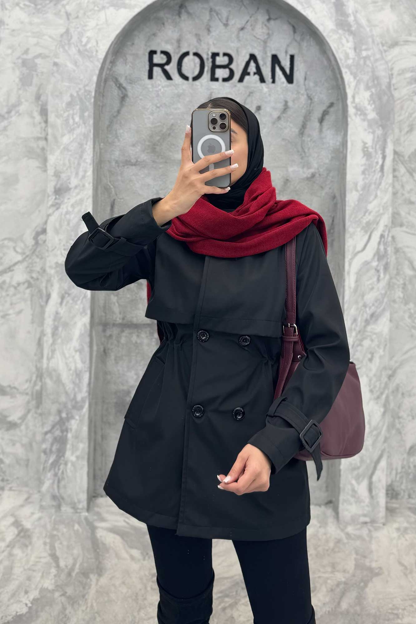 بارانی کوتاه کمرگت چهاردکمه سانتانا