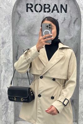 بارانی کوتاه کمرگت چهاردکمه سانتانا