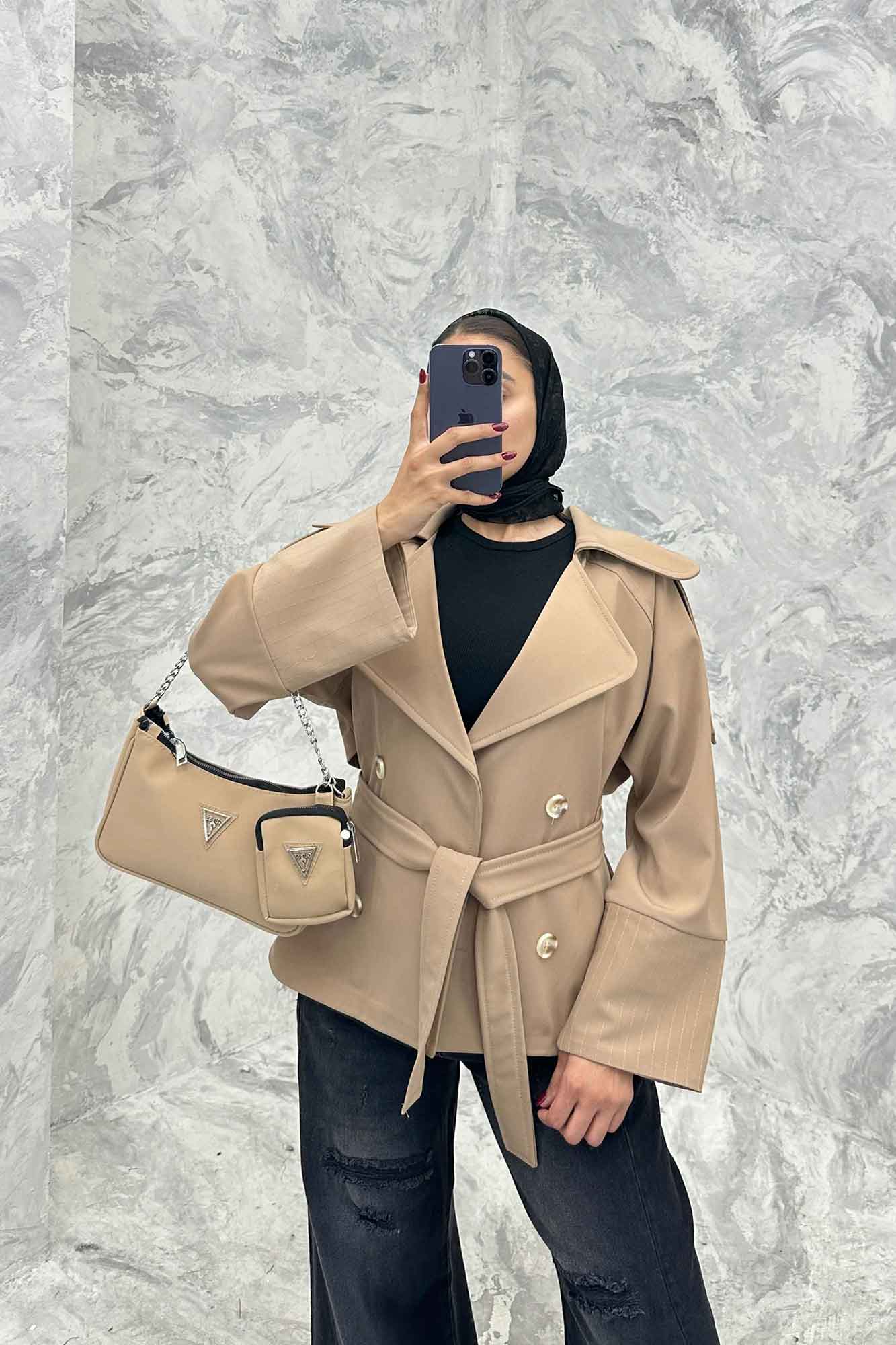 بارانی آستین کوک دوزی پشت ژیله شمیم