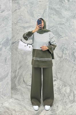 ست دورس و شلوار بافت پایین کشبافت