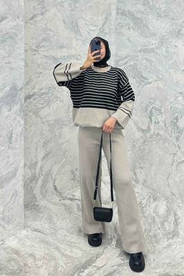 ست دورس و شلوار بافت پایین کشبافت