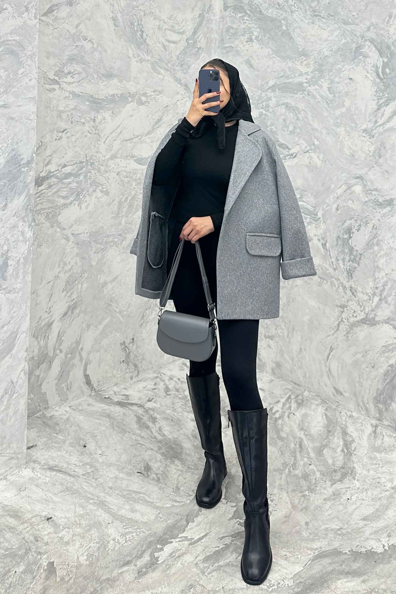 پالتو فوتر یقه ب ب دو جیب پاکتی TIMA