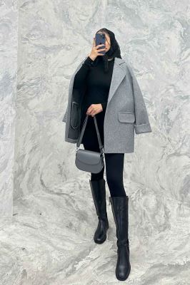 پالتو فوتر یقه ب ب دو جیب پاکتی TIMA