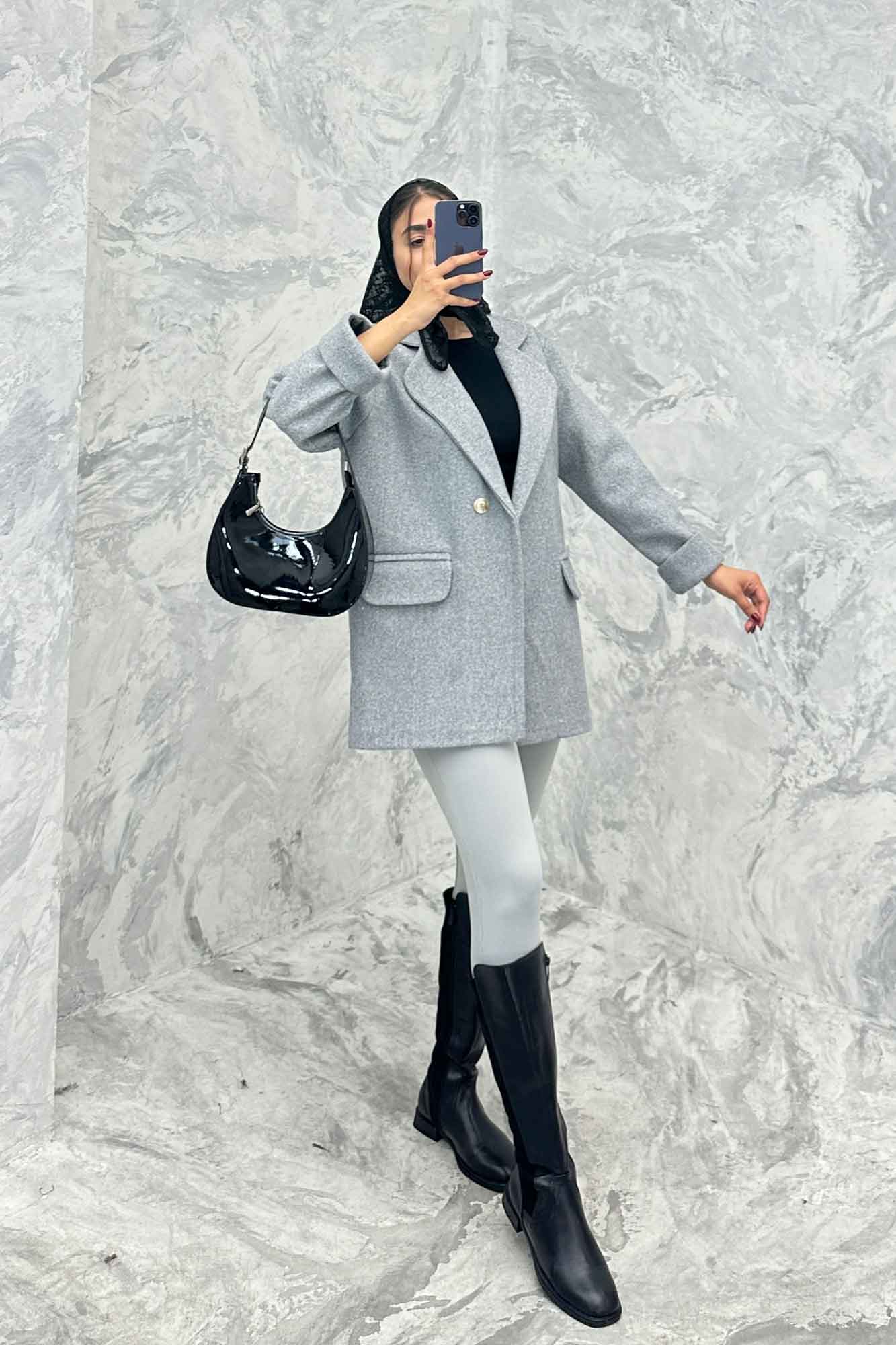 پالتو فوتر یقه ب ب دو جیب پاکتی TIMA