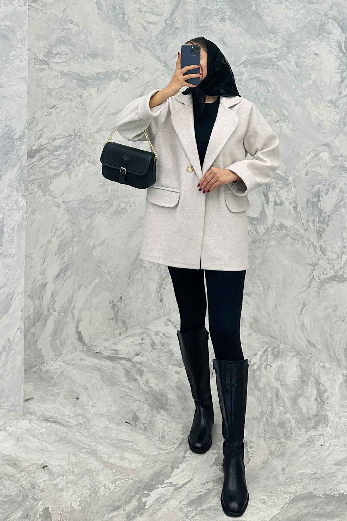 پالتو فوتر یقه ب ب دو جیب پاکتی TIMA