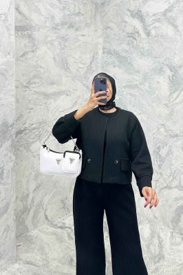 ست کت و شلوار فیتیله طرح راه راه