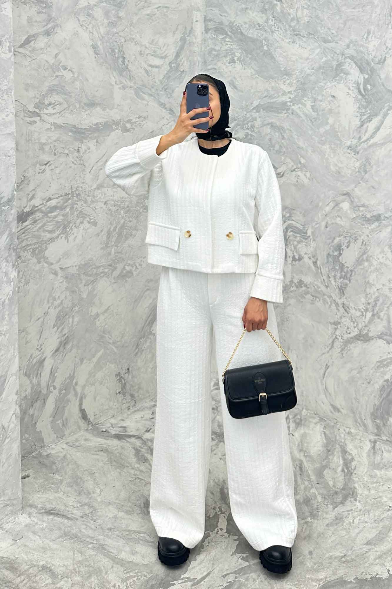 ست کت و شلوار فیتیله طرح راه راه