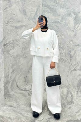 ست کت و شلوار فیتیله طرح راه راه