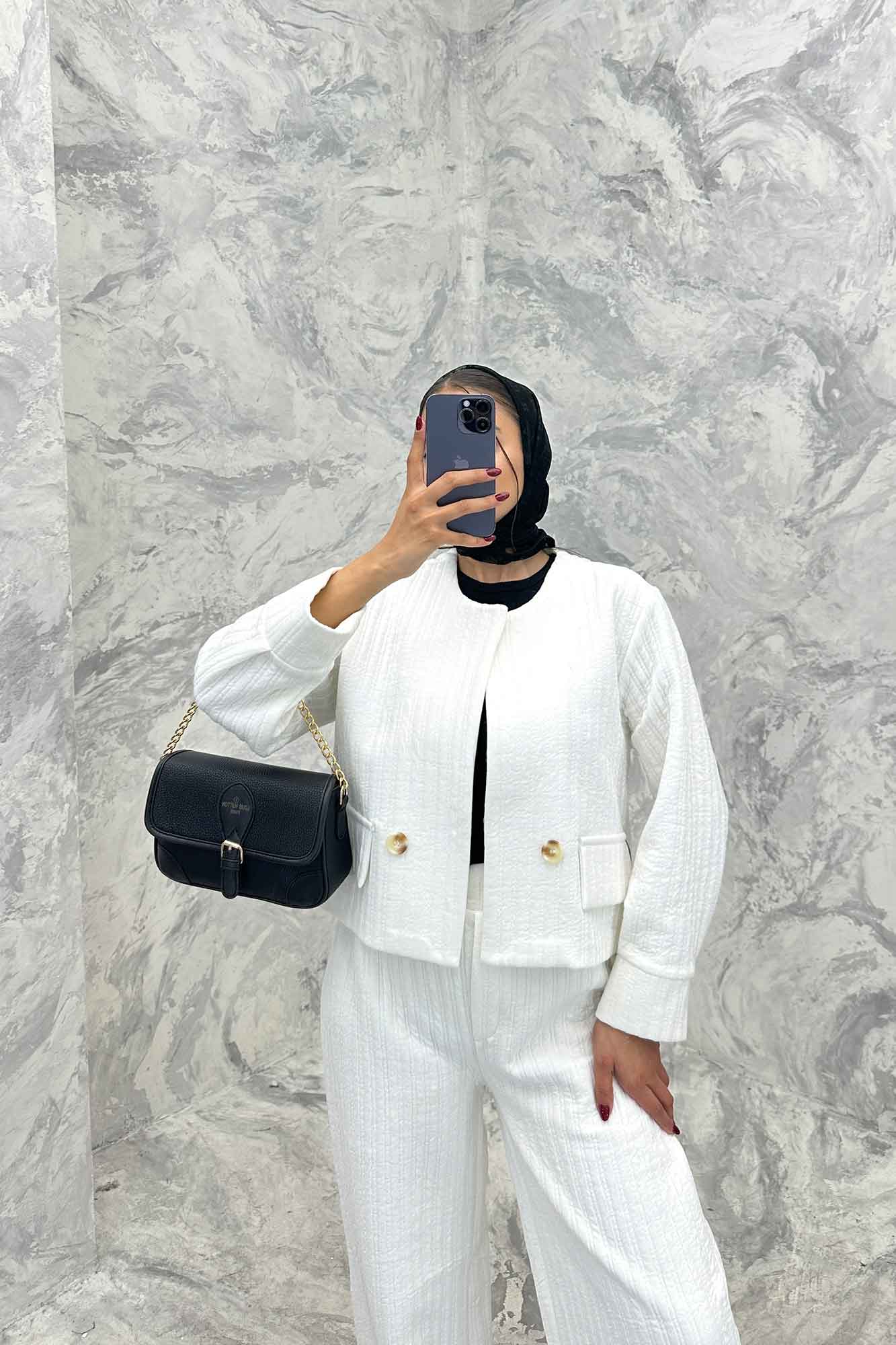 ست کت و شلوار فیتیله طرح راه راه