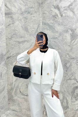 ست کت و شلوار فیتیله طرح راه راه