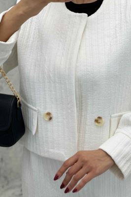 ست کت و شلوار فیتیله طرح راه راه