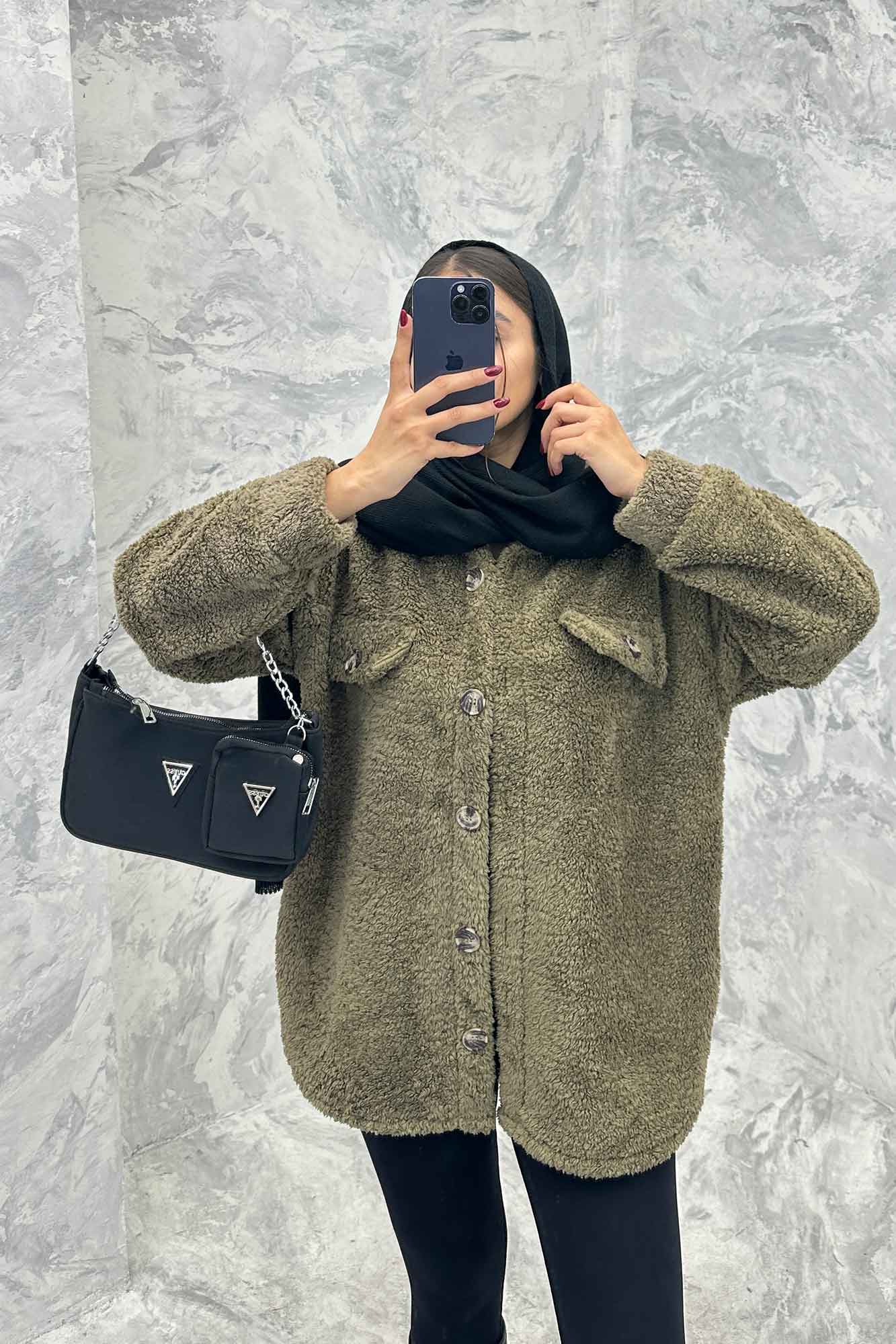 مانتو کوتاه تدی جلو دکمه