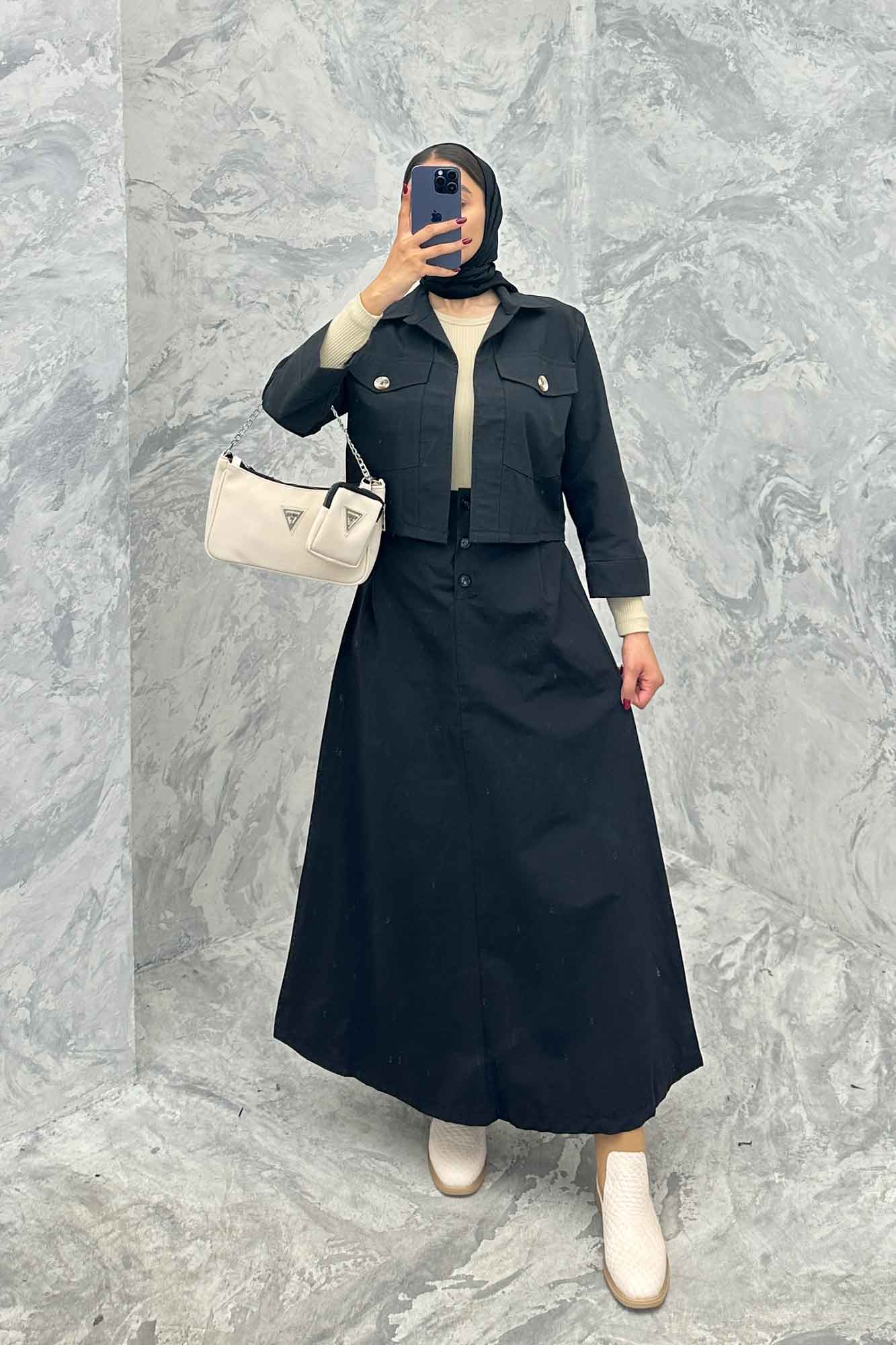 ست کت و دامن دو جیب کتان زارا