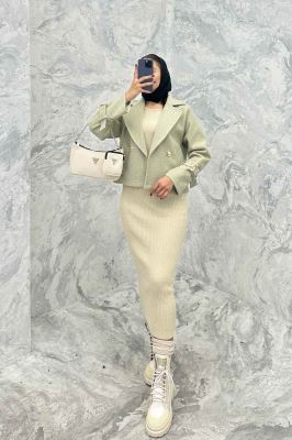 کت فوتر یقه انگلیسی آستین سگک PRADAS