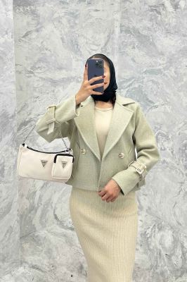 کت فوتر یقه انگلیسی آستین سگک PRADAS