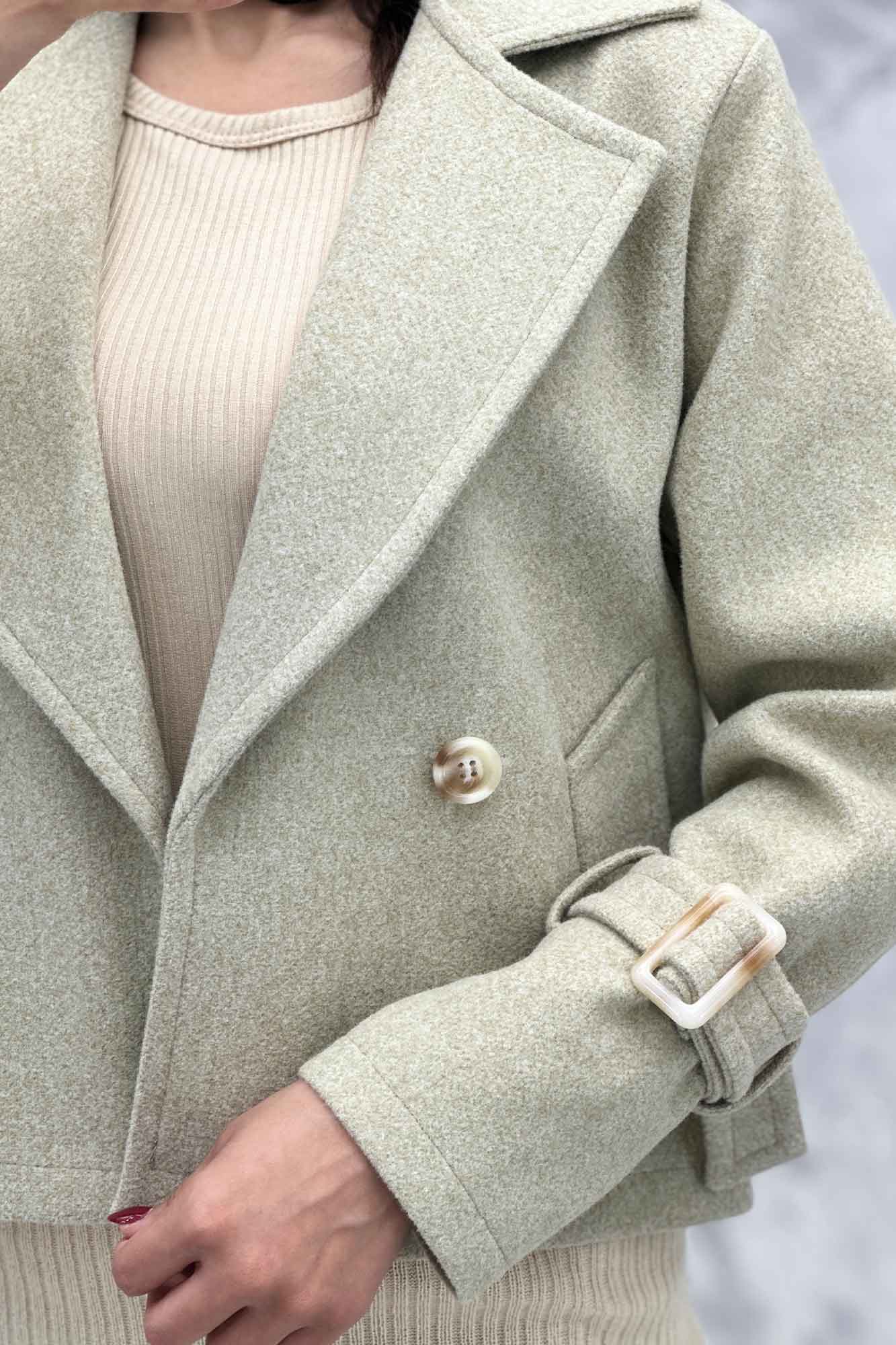 کت فوتر یقه انگلیسی آستین سگک PRADAS