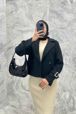 کت فوتر یقه انگلیسی آستین سگک PRADAS