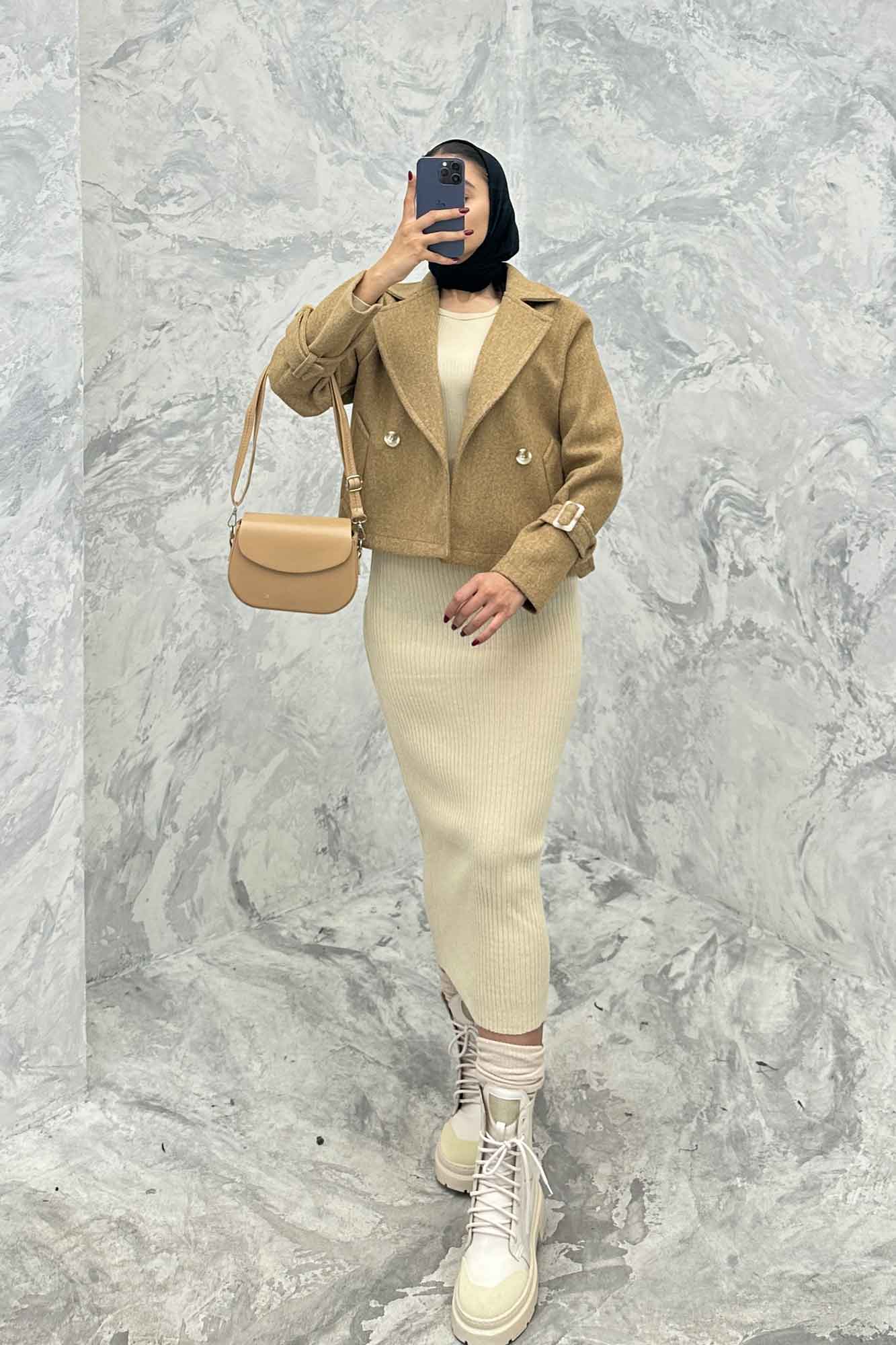 کت فوتر یقه انگلیسی آستین سگک PRADAS