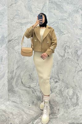 کت فوتر یقه انگلیسی آستین سگک PRADAS