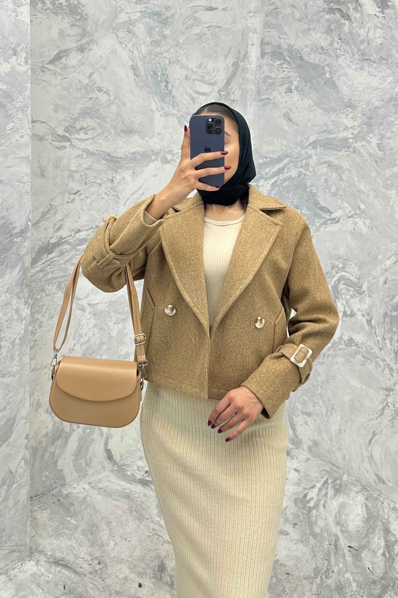 کت فوتر یقه انگلیسی آستین سگک PRADAS