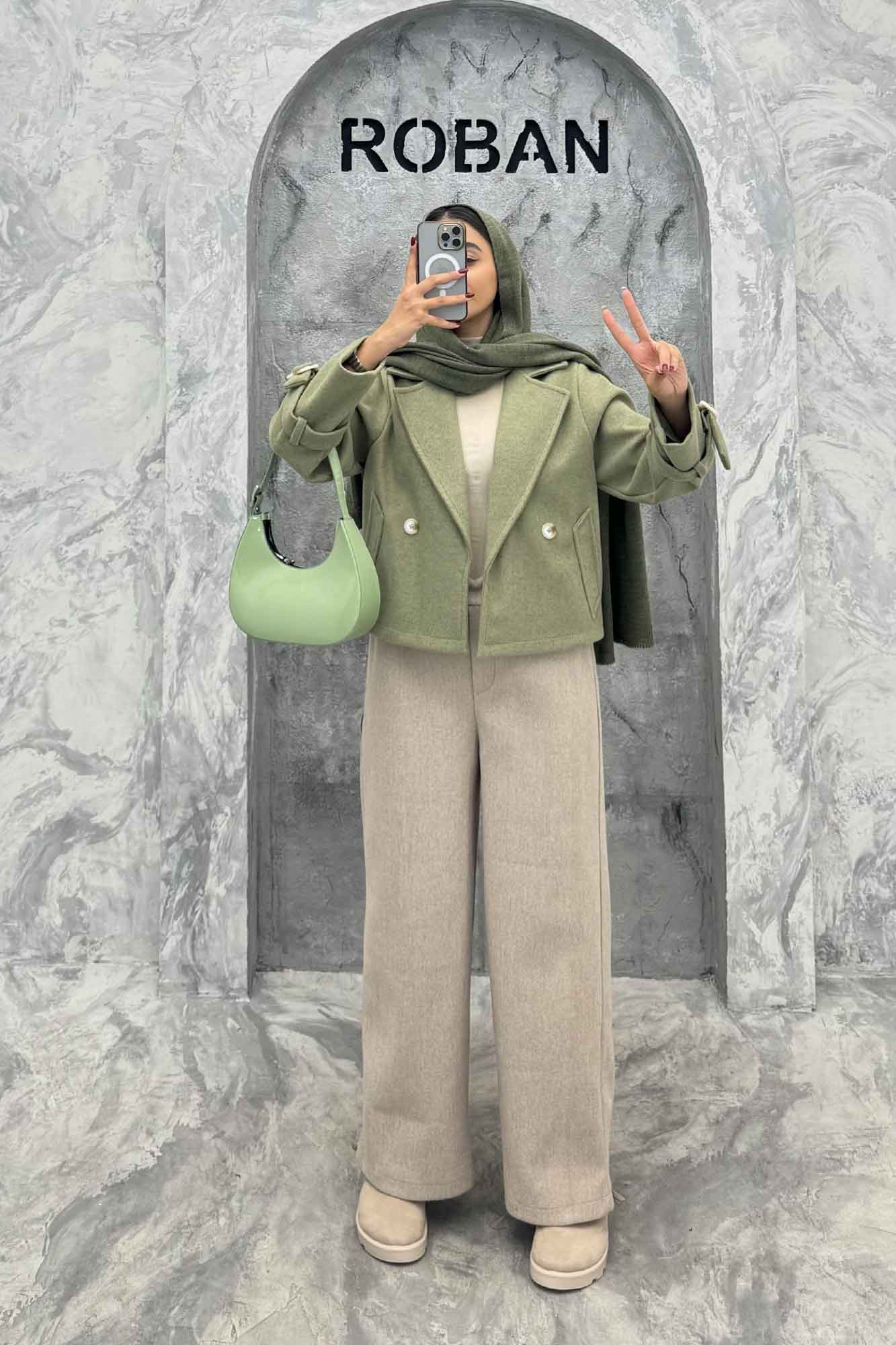 کت فوتر یقه انگلیسی آستین سگک PRADAS