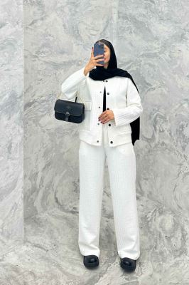 ست دوپی اس دکمه ای فیتیله طرح راه راه