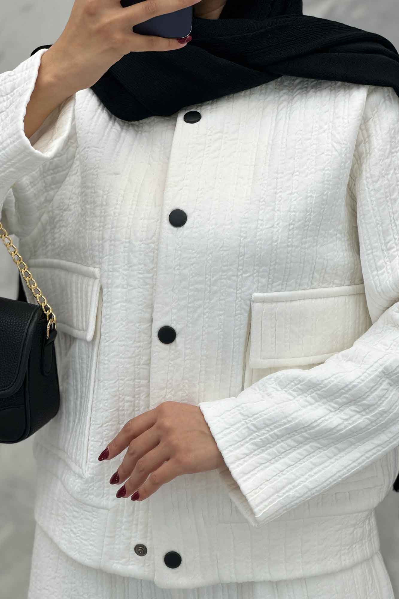 ست دوپی اس دکمه ای فیتیله طرح راه راه