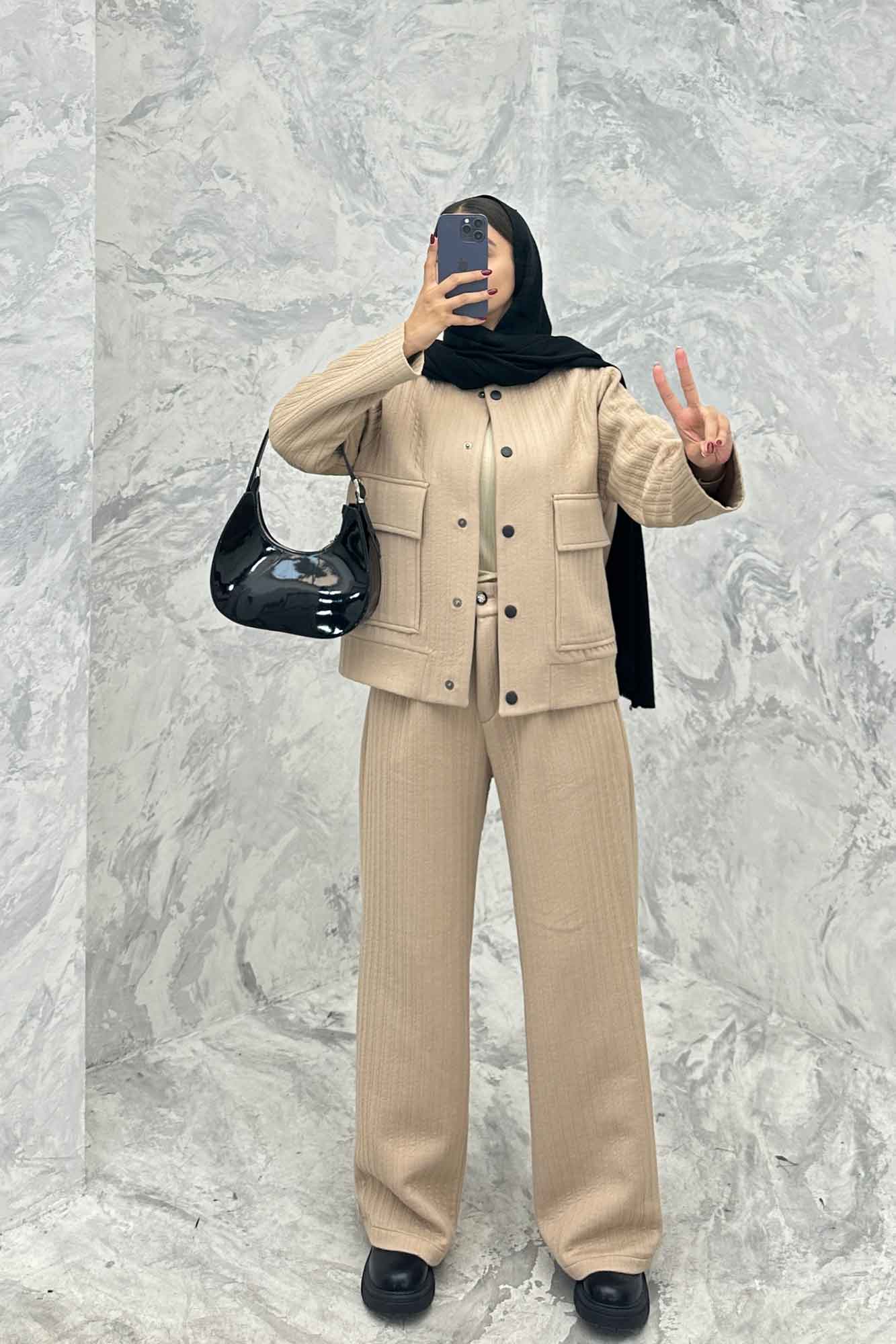 ست دوپی اس دکمه ای فیتیله طرح راه راه