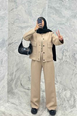 ست دوپی اس دکمه ای فیتیله طرح راه راه