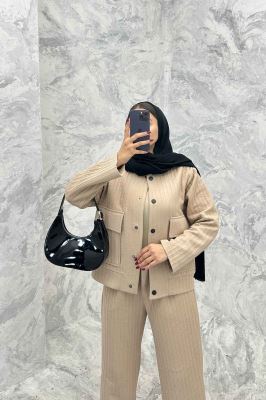 ست دوپی اس دکمه ای فیتیله طرح راه راه